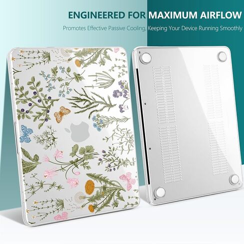 DONGKE for MacBook Neo 13 Inch Case 2026 (Model A3404, A18 Pro chip), Stylish Pattern Protective Hard Shell with Screen Protector, Keyboard Cover & USB-C Adapter - Wildflower & Butterfly in Saudi Arabia