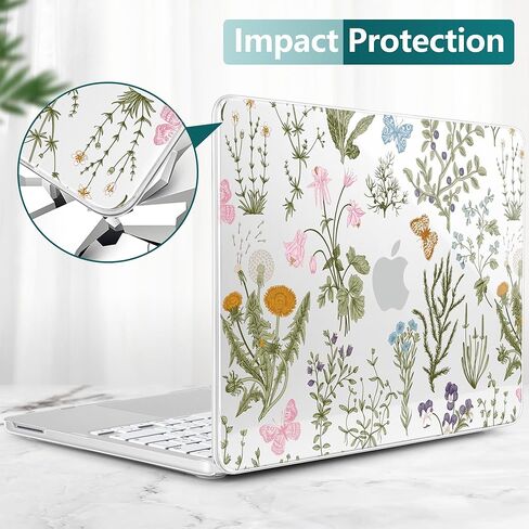 DONGKE for MacBook Neo 13 Inch Case 2026 (Model A3404, A18 Pro chip), Stylish Pattern Protective Hard Shell with Screen Protector, Keyboard Cover & USB-C Adapter - Wildflower & Butterfly in Saudi Arabia