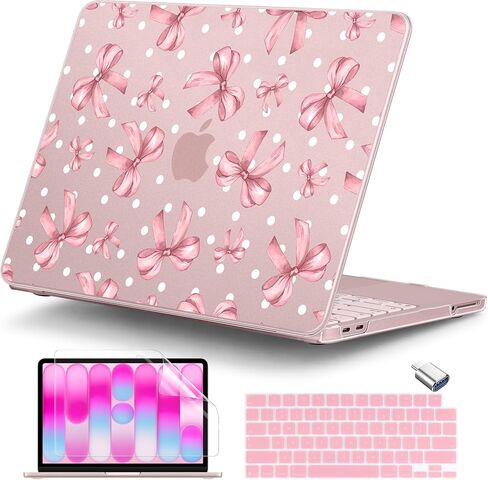 DONGKE for MacBook Neo 13 Inch Case 2026 (Model A3404, A18 Pro chip), Stylish Pattern Protective Hard Shell with Screen Protector, Keyboard Cover & USB-C Adapter - Wildflower & Butterfly in Kuwait