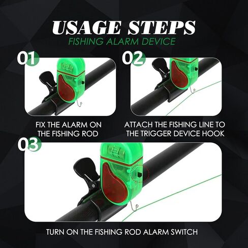 Fishing Bite Alarm 2 Pack, LED Bite Alarms for Fishing with Sensitivity Levels & Sound-Light Alert, for Rod Tip Detection in Kuwait