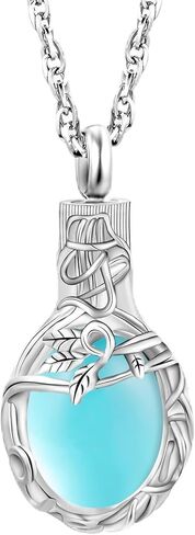 Tree of Life Urn Necklace for Ashes Teardrop Cremation Jewelry with Crystal Love Memorial Jewelry Ash Holder Birthstone Necklaces for Ashes Remembrance Funeral Pendant in Saudi Arabia