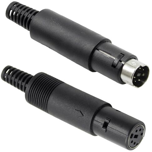 S-Video 5 Pin DIN Socket 2PCS Mini DIN Male Connector + 2PCS Female Connector Signal Transmission for Computer Keyboard Audio Video AV MIDI Cable in Kuwait