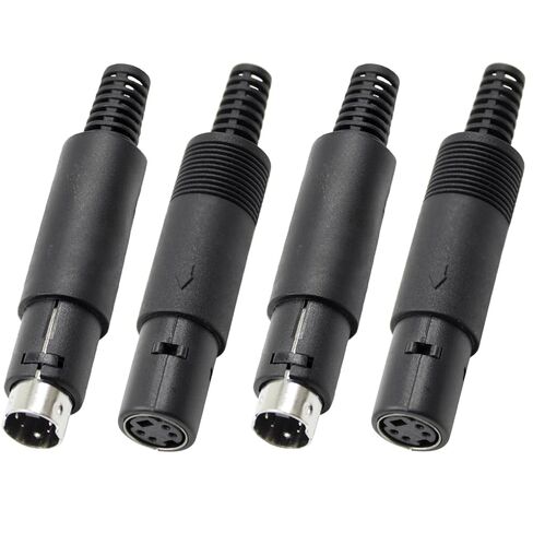 S-Video 4 Pin DIN Socket 2PCS Mini DIN Male Connector + 2PCS Female Connector Signal Transmission for Computer Keyboard Audio Video AV MIDI Cable in Kuwait
