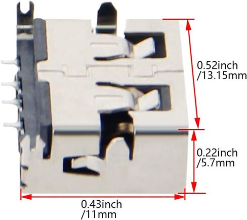 PCB USB موصل USB-AF أنثى جاك 4 دبوس قصير الجسم 11 مللي متر 4 أقدام غرق لوحة 1.9 مللي متر لا حافة 5 قطعة ، WuJuntool in Kuwait