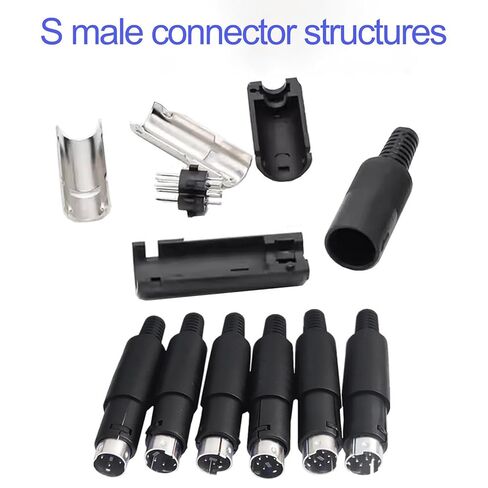 4PCS S-Video 7 Pin DIN Male Socket Mini DIN Connector Signal Transmission for Computer Keyboard Audio Video AV MIDI Cable in Kuwait