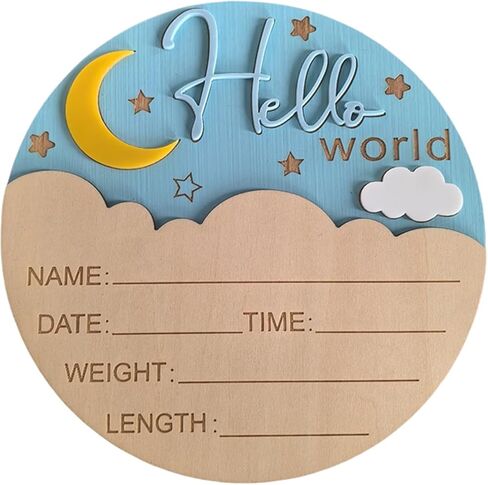 Wood Newborn Announcement Sign 5.9Inch Wooden Souvenir Ornament for Photo Props Hospital Nursery Decoration Photo Props Wooden Board in Kuwait