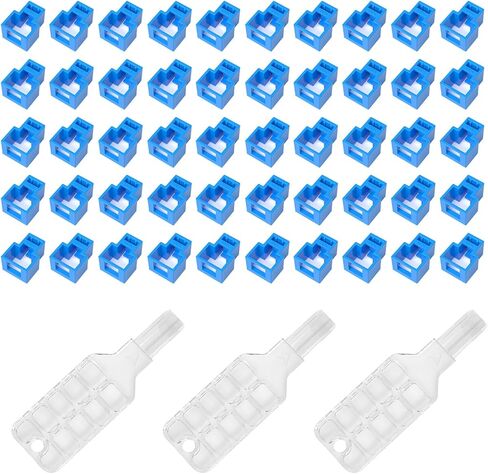 100 حزمة من أقفال كابل شبكة RJ45 مع 5 مفاتيح، لتأمين كابلات إيثرنت ضد الانفصال غير المصرح به، مصنوعة من ABS عالي القوة، متوافقة مع أسلاك تصحيح Cat5e وCat6 وCat7 (أزرق) in Kuwait