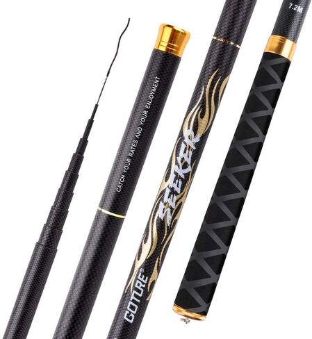 Goture Telescopic Tenkara Fishing Rod Collapsible Crappie Rods 1 Piece Portable Hand Fishing Poles Carbon Fiber Telescoping Stream Ultralight Inshore Carp Bamboo Pole Bass Trout 12 15 18 20 21 24Ft in Kuwait