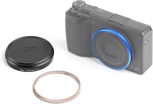 NiSi Ring + Cap Kit for Ricoh GR IV - 1 Each Decorative Color Rings (Royal Blue & Titanium Gray) and Protective Lens Cover for GR4 in Kuwait