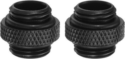 Generic 2pcs Water Cooling Adapter G1/4" Thread Male to Male Mini Extender Fitting Copper Water-Cooled Compression Fitting with O-Ring for Computer PC Cooling System, Black in Kuwait