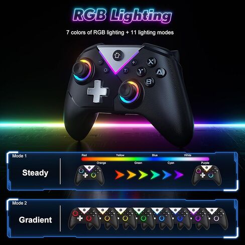Gamrombo RGB Wireless Controller for Nintendo Switch 2/1 Lite/OLED/Tesla/Windows PC/Android, iOS, PC Bluetooth Games Controller, Turbo, Macro, 6 Gyro Axis, 4 Vibration Motors, Screenshot in Kuwait