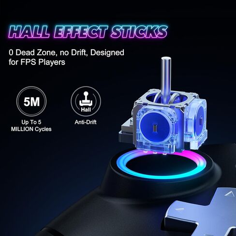 Gamrombo RGB Wireless Controller for Nintendo Switch 2/1 Lite/OLED/Tesla/Windows PC/Android, iOS, PC Bluetooth Games Controller, Turbo, Macro, 6 Gyro Axis, 4 Vibration Motors, Screenshot in Kuwait