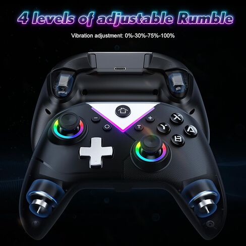 Gamrombo RGB Wireless Controller for Nintendo Switch 2/1 Lite/OLED/Tesla/Windows PC/Android, iOS, PC Bluetooth Games Controller, Turbo, Macro, 6 Gyro Axis, 4 Vibration Motors, Screenshot in Kuwait