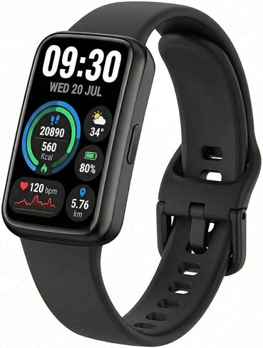 Fitness Tracker for Men & Women with 1.47" HD Display, Heart Rate & SpO2 Tracking, Sleep & Activity Monitor, 100+ Sports Modes, 3ATM Waterproof Smart Band, Works with Android & iOS, Black in Kuwait