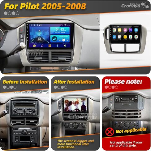 لـ Pilot 2006 2007 2008 راديو متوافق مع Carplay لاسلكيًا Android Auto ترقية Android Car Stereo Bluetooth Navigation GPS Touch Screen FM WiFi Multimedia Player Backup Camera Head Unit in Kuwait