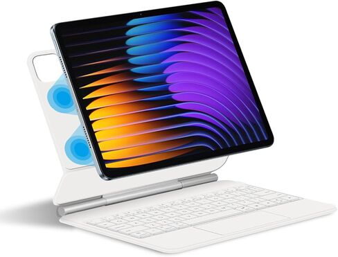 حافظة لوحة المفاتيح لجهاز Xiaomi Mi Pad 7/7 Pro 11.2 بوصة 2024، حامل ناتئ مغناطيسي عائم، حافظة واقية نحيفة للغاية مع لوحة مفاتيح بإضاءة خلفية، لوحة تتبع متعددة اللمس، أبيض in Kuwait