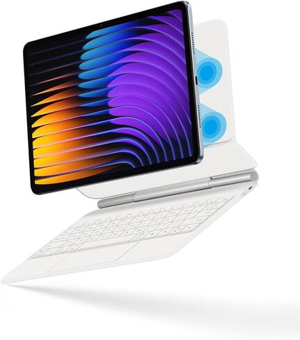 حافظة لوحة المفاتيح لجهاز Xiaomi Mi Pad 7/7 Pro 11.2 بوصة 2024، حامل ناتئ مغناطيسي عائم، حافظة واقية نحيفة للغاية مع لوحة مفاتيح بإضاءة خلفية، لوحة تتبع متعددة اللمس، أبيض in Kuwait