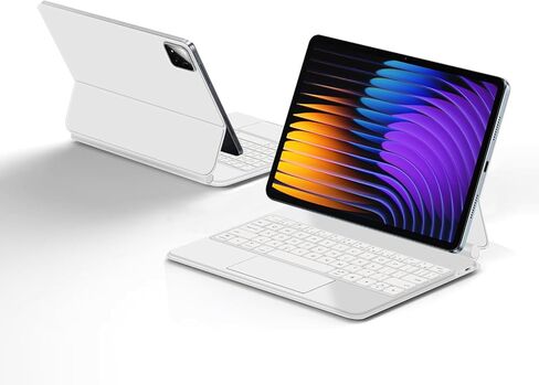 حافظة لوحة المفاتيح لجهاز Xiaomi Mi Pad 7/7 Pro 11.2 بوصة 2024، حامل ناتئ مغناطيسي عائم، حافظة واقية نحيفة للغاية مع لوحة مفاتيح بإضاءة خلفية، لوحة تتبع متعددة اللمس، أبيض in Kuwait