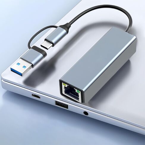 محول شبكة USB 3.0 جيجابت إيثرنت LAN RJ45 بسرعة 1000 ميجابت في الثانية لأجهزة Windows PC Mac (2 في 1 USB A وC) in Kuwait