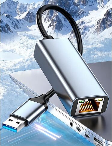 محول شبكة USB 3.0 جيجابت إيثرنت LAN RJ45 بسرعة 1000 ميجابت في الثانية لأجهزة Windows PC Mac (2 في 1 USB A وC) in Kuwait