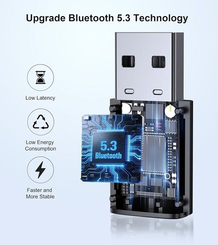 محول بلوتوث USB للكمبيوتر الشخصي، التوصيل والتشغيل لنظام التشغيل Windows 8.1/10/11، EDR&BLE، جهاز استقبال دونجل TSNAM Bluetooth 5.3 لسطح المكتب والكمبيوتر المحمول ولوحة المفاتيح والماوس وسماعات الرأس، إلخ in Kuwait