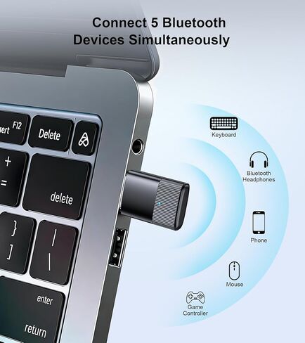 محول بلوتوث USB للكمبيوتر الشخصي، التوصيل والتشغيل لنظام التشغيل Windows 8.1/10/11، EDR&BLE، جهاز استقبال دونجل TSNAM Bluetooth 5.3 لسطح المكتب والكمبيوتر المحمول ولوحة المفاتيح والماوس وسماعات الرأس، إلخ in Kuwait