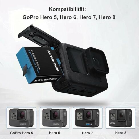 1500mAh Rechargeable Battery Replacement Li-ion for GoPro Hero 5 6 7 8 Black Sport Camera, 1 Pack in Kuwait