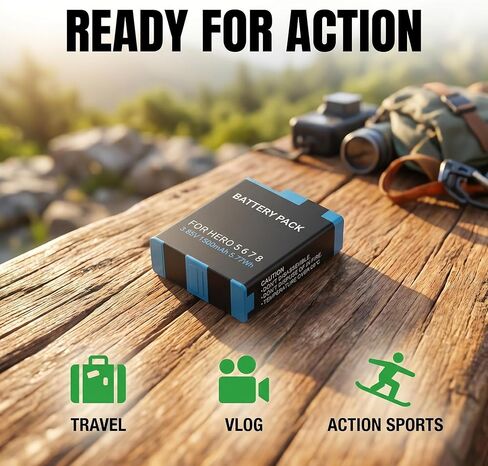 1500mAh Rechargeable Battery Replacement Li-ion for GoPro Hero 5 6 7 8 Black Sport Camera, 1 Pack in Kuwait