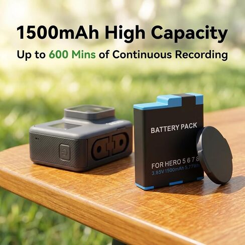 1500mAh Rechargeable Battery Replacement Li-ion for GoPro Hero 5 6 7 8 Black Sport Camera, 1 Pack in Kuwait