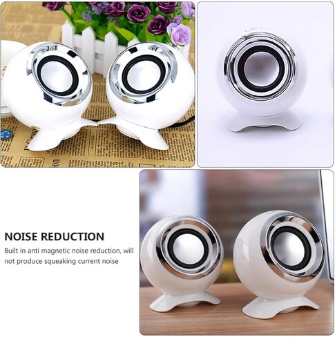 مكبر صوت صغير للكمبيوتر USB 2.0 مكبر صوت سلكي صغير الحجم للكمبيوتر المحمول وسطح المكتب والاستخدام المنزلي باللون الأبيض in Kuwait