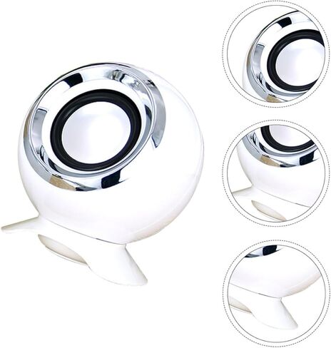 مكبر صوت صغير للكمبيوتر USB 2.0 مكبر صوت سلكي صغير الحجم للكمبيوتر المحمول وسطح المكتب والاستخدام المنزلي باللون الأبيض in Kuwait