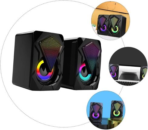 سماعات كمبيوتر Sewroro USB زوج واحد، مكبرات صوت موسيقى صغيرة محمولة عالية الحجم مع طاقة USB، صوت سطح المكتب متعدد الأغراض للمنزل والمكتب والألعاب، متوافق مع أجهزة الكمبيوتر المحمول و in Kuwait