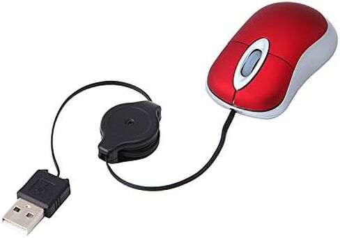 Mini Travel Optical Mouse Portable USB Wired Mouse with Retractable USB Cord Small Pocket Mouse for Laptop & Computer in Kuwait