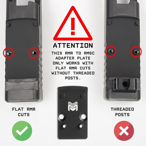 Monstrum 7075 Series RMR to RMSc Red Dot Adapter Plate | for RMR Cut Optics Ready Pistols and Slides | Compatible with RMSc and Holosun K/407k/507k/EPS/Carry Footprint Red Dots in Kuwait