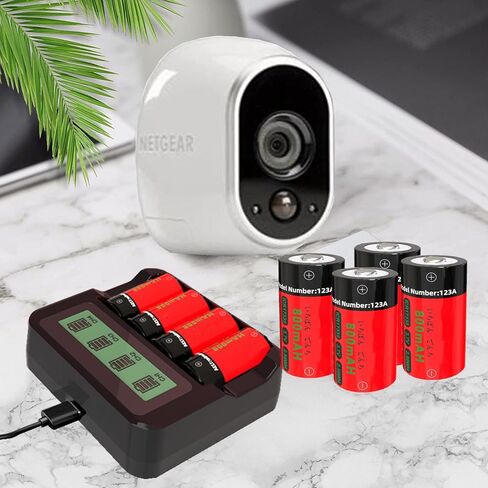 Yofraro 8-Pack 123A بطارية ICR17335 Ni-MH بطاريات قابلة للشحن لكاميرات Arlo VMS3130 VMC3030 VMK3200 VMS3330 3430 3530، نظام إنذار، مصباح يدوي in Kuwait