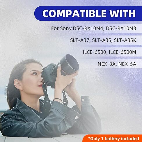 1800mAh NP-FW50 Battery for Sony SLT-A33, ZV-E10, Alpha α6000, Alpha α6100, Alpha α6300, Alpha a7 II, Alpha a7R II, Alpha a7S II, ILCE-7S, Alpha α6400, Alpha α6500 Camera in Kuwait
