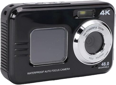 4K Water Proof Camera 48MP | Dual Screen, 3.5M Underwater, 60min Recording, Ideal for Snorkeling, Travel & Family Vacations (Black) in Kuwait