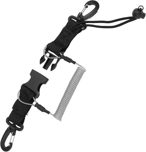 Diving Lanyard, Quick Release Coil Lanyard with Hooks, Ideal for Dive Lights Cameras Underwater Diving Freediving Snorkelling (Gray) in Kuwait