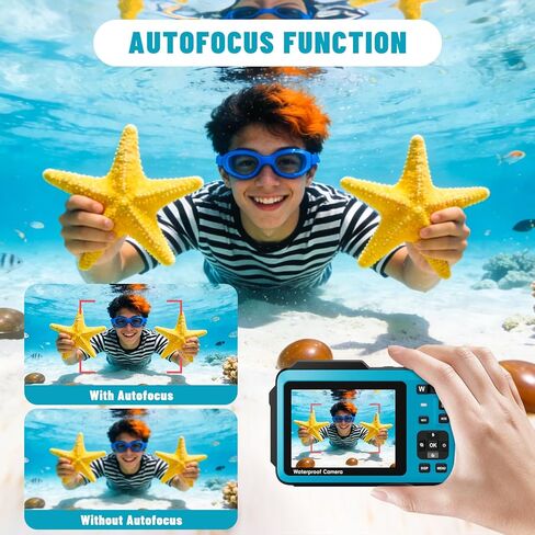 5K Underwater Digital Camera,64MP Waterproof Camera,16FT Floating Camera for Snorkeling,Scuba Diving,Surfing,Swimming & Kayaking,Autofocus,Dual-Screen,16X Zoom,Fill Light,32GB Card,Type-C Rechargeable in Kuwait