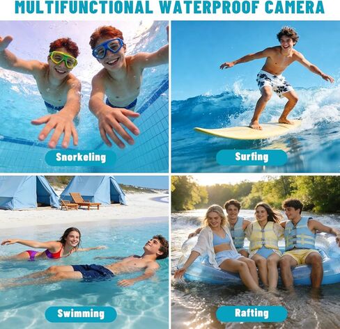 5K Underwater Digital Camera,64MP Waterproof Camera,16FT Floating Camera for Snorkeling,Scuba Diving,Surfing,Swimming & Kayaking,Autofocus,Dual-Screen,16X Zoom,Fill Light,32GB Card,Type-C Rechargeable in Kuwait