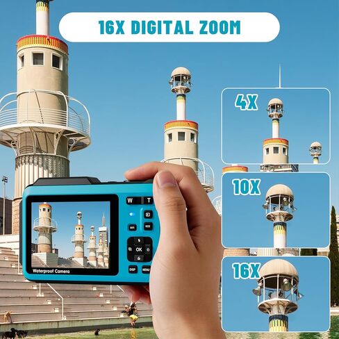5K Underwater Digital Camera,64MP Waterproof Camera,16FT Floating Camera for Snorkeling,Scuba Diving,Surfing,Swimming & Kayaking,Autofocus,Dual-Screen,16X Zoom,Fill Light,32GB Card,Type-C Rechargeable in Kuwait