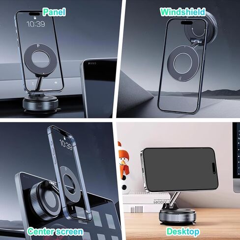 2026 Upgraded Car Vacuum Magnetic Phone Holder for Magsafe [96+LBS Suction & 2800gf Magnetic], 360°Adjustable Suction Cup Car Cell Phone Mount for iPhone 17 Pro Max 16 15 14 13 12 and All Smartphones in Kuwait