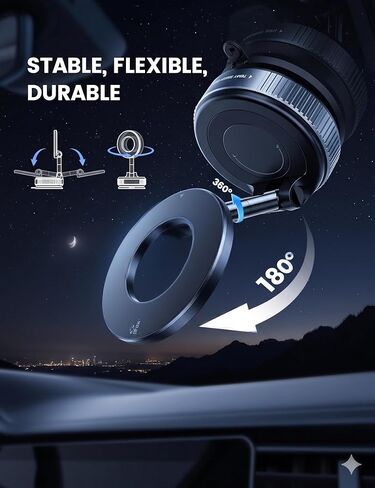 حامل هاتف مغناطيسي مطور 2026 لـ Magsafe، شفط فائق 108+ LBS وقبضة 3000GF، حامل سيارة قابل للطي بزاوية 360 درجة لهواتف iPhone 17 16 15 14 وAndroid - صالة الألعاب الرياضية، مرآة، حامل سطح أملس in Kuwait