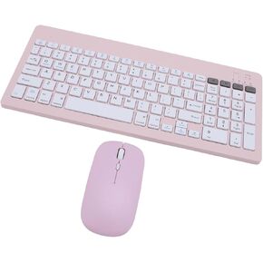 Wireless Keyboard and Mouse Set, Rechargeable Bluetooth 3.0 5.0 2.4G Dual Mode Quiet Ergonomic Design, with Shared USB Receiver, for PC (Pink) in Kuwait