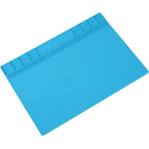 حصيرة سيليكون حرارية مقاس 350 مم × 250 مم، منصة صيانة احترافية، حصيرة سيليكون مضادة لدرجات الحرارة العالية مع شبكة تخزين، مثالية لإصلاح كمبيوتر الهاتف (أزرق) in Kuwait