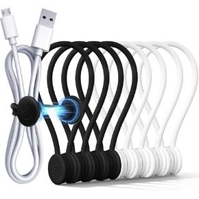ربطات كابل مغناطيسية من COOLMI 8 حزم، 6.88 بوصة أغلفة منظم سلك سيليكون قابلة لإعادة الاستخدام، أشرطة إدارة كابل مغناطيسية قوية لأسلاك الشحن، كابلات USB، سماعات الأذن، المكتب، السفر، أسود in Kuwait