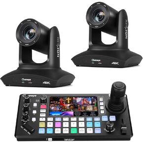 Chameye 4K NDI PTZ Camera with AI-Auto Tracking, 20X Optical Zoom, M500 HDMI Video Switcher 4K Integrated Pro PTZ Controller for Church Worship Conference Live Service (C420TX2+M500) in Saudi Arabia