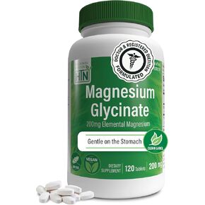 Magnesium Glycinate 200mg 120 Tablets | Fully Reacted Pure Magnesium Bisglycinate 1,540mg | High Absorption, Gentle on Stomach, Supports Relaxation & Nerve Function | Non-GMO by Health Thru Nutrition in Saudi Arabia