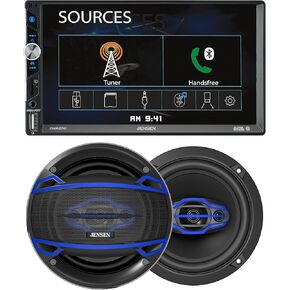 JENSEN CMR270 7-inch LED Digital Media Touch Screen Double DIN Car Stereo Radio & JS6504 6.5 inch Car Speakers in Kuwait