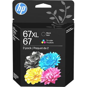 خراطيش حبر HP 67XL عالية الإنتاجية باللون الأسود وثلاثية الألوان، عبوة من قطعتين، 3YP30AN in Kuwait